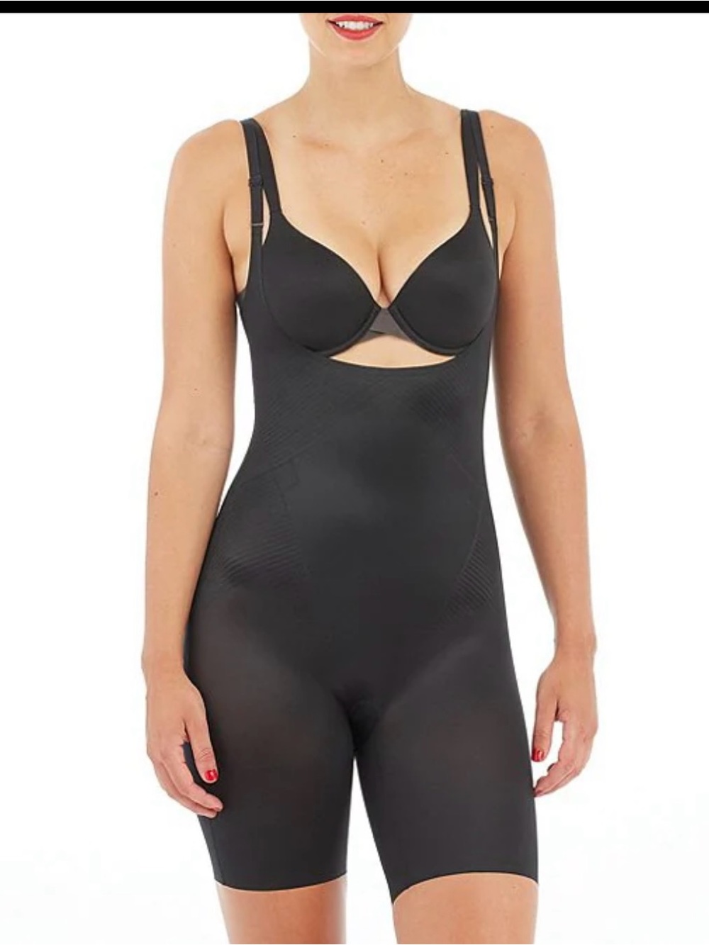 SPANX Black Open-Bust High-Waist Shaping Bodysuit size Large